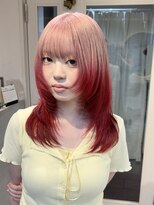 テトラ バイ ネオリーブ 横浜西口店(tetra by neolive)&nbsp;ハイトーン デザイン ペールピンク×レッド レイヤー横浜★
