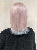 裾カラー水色_チェリーブラウンフェミニンロング_ba377051