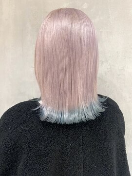 アルバム 渋谷パルコ(ALBUM) 裾カラー水色_チェリーブラウンフェミニンロング_ba377051