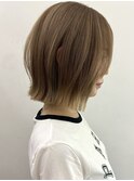 ダブルカラーレイヤーボブナチュラルボブショートウルフボブ