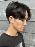 メンズマッシュセンターパートスパイラルパーマニュアンスパーマ