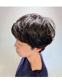 小顔カットショートスタイル/刈り上げマッシュショート/30代40代