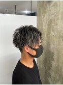 ホワイトメッシュ/ツイスト/ツイスパ/パーマ/メンズ/眉毛