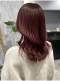 カシスピンク ゆる巻きロング ニュアンスカラー 艶髪