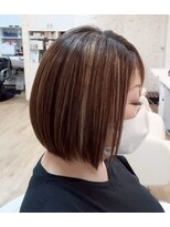 アール 志茂店(R)&nbsp;ハイライト前下がりボブ◎優しいハイライトカラー・志茂美容室