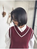 ボブストレート/アッシュブラック