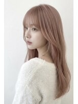 サンク(thank)&nbsp;大人可愛いハイトーン暖色ベージュ×顔周りレイヤーロング