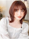 淡いピンクベージュクラゲカットくびれウルフA14大宮20代30代