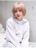 ペールピンクベージュ×似合わせカット×ぱつっとボブ☆