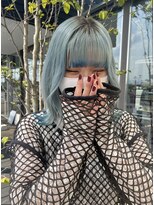 アース コアフュールボーテ 上田店(EARTH coiffure beaute)&nbsp;ライトブルーダブルカラーケアブリーチくびれミディ