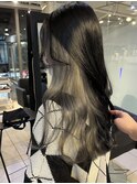 △ブリーチありインナーカラーグレーアッシュロングヘア髪質改善