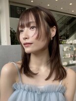 デザインカラーレイヤーカットウェットヘアオリーブベージュ
