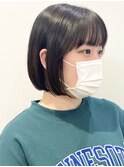 【モリオ松戸　石山】黒髪ナチュラルボブミニボブ前髪あり20代