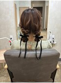 お呼ばれヘア　ヘアセット　ツインヘア