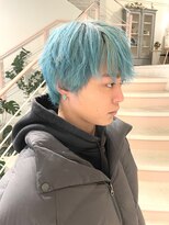ワークスヘアー(WORKS HAIR)&nbsp;ターコイズブルー　ブリーチカラー