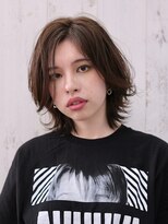 プシュケ(PSYCHE)&nbsp;大人可愛いひし形シルエットシャギーカット×カシスブラウン20代