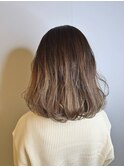 大人可愛い長めボブクリアーアッシュブリーチあり伸ばしかけ