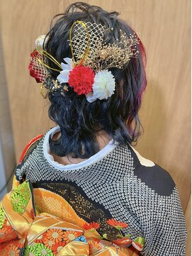 ミテ(MiTe) 成人式当日お支度　振袖着付け　成人式ヘア　ボブハーフアップ