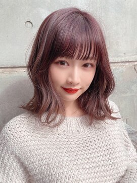 サロウィンフレンテ 新宿三丁目(SALOWIN Frente) 石塚/韓国風外ハネウェーブピンクブラウンボブ10代20代30代新宿