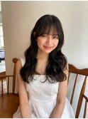 大人かわいいロングレイヤー/顔まわりレイヤー/シースルー前髪