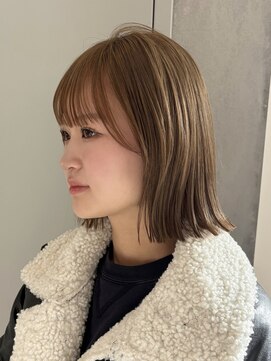 ヨーク(YOKE) 【YOKE】切りっぱなしボブくすみベージュ大人ボブハイトーンボブ