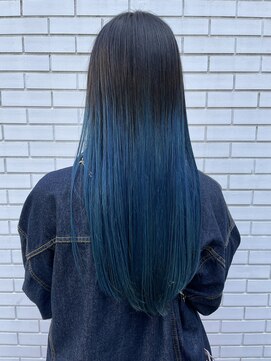 フェンヘアーアイス 中目黒(Fen.hair ici) 透明感ダブルカラーブリーチルーツカラーターコイズブルー