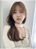  チャコール/オリーブグレー/レイヤーカット小顔顔周り韓国原宿