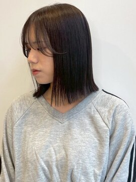 切りっぱなしボブ 顔周りカット ダークブラウン 髪質改善 20代