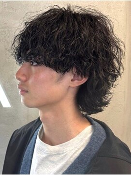 ステラ(STELLA) 波巻きパーマ ウルフ マッシュ ミディアム ツーブロック 20代