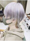 ツーブロックウルフ/メンズハイトーンホワイトシルバー