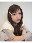 顔周りレイヤーカットくびれヘアミルクティーベージュカラー韓国