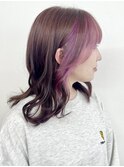 【松戸 アイダ】インナーカラーピンク×くびれ巻きミディアム
