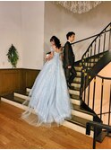 洋装 巻き髪ロング×ハーフアップヘアアレンジ
