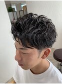 アップバング×パーマスタイル