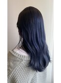 韓国風ブルーグレー/青髪暗髪ネイビー