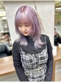 ラベンダーパープルカラー×ミディアムレイヤーウルフ/心斎橋