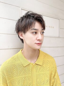 アミュレ(Amule) メンズカット短髪ショート束感アップバングアッシュカラー