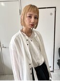 ボブ　ブリーチ　ブロンド　ミルクティーベージュ