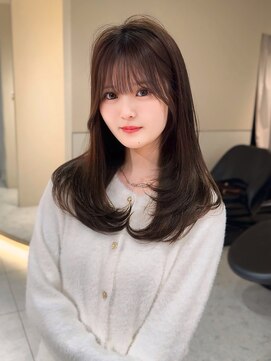 ロンドメリア 天神大名店(Lond Melia) ★小顔に見せるヘアワンレンレイヤー黒髪カタログネビージュ艶髪