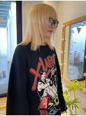 ladies/ダブルカラー透明感毛先パーマ肩ライン外ハネ