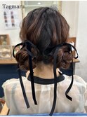 ツインのお団子スタイル☆リボンアレンジ