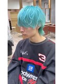 仙台ターコイズハイトーンウルフマッシュブリーチ学割