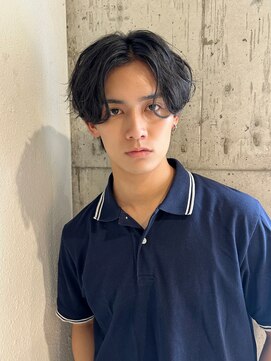 グランリンク(Grand Link) 韓国マッシュカルマパーマコンマバングセンターパート黒髪ウルフ