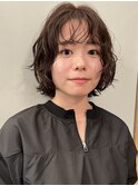 ニュアンスパーマレイヤーボブブラウンカラー/木梨健太