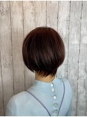 【白髪ぼかしハイライト】【ショートボブ】レッドブラウンカラー