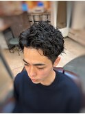 10代20代ジェントルバックスパイラルパーマツーブロック刈り上げ
