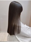 美髪フェミニンロング胸上似合わせカット小顔短め前髪黒髪30代☆