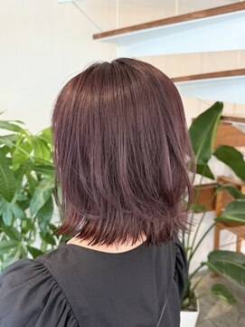 ピークスヘア(peaks hair) ブリーチなしピンク レイヤーボブ ふんわりレイヤー 堀江