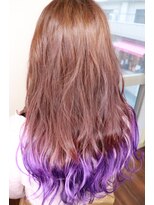 ジウ 上通り(JIU)&nbsp;無造作ウェーブ×ピンク×グラデーションバイオレット×ゆるふわ