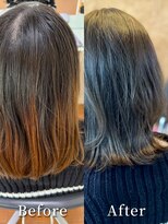 アークスヘアー&nbsp;アッシュグレージュ透明感くびれボブ外ハネ